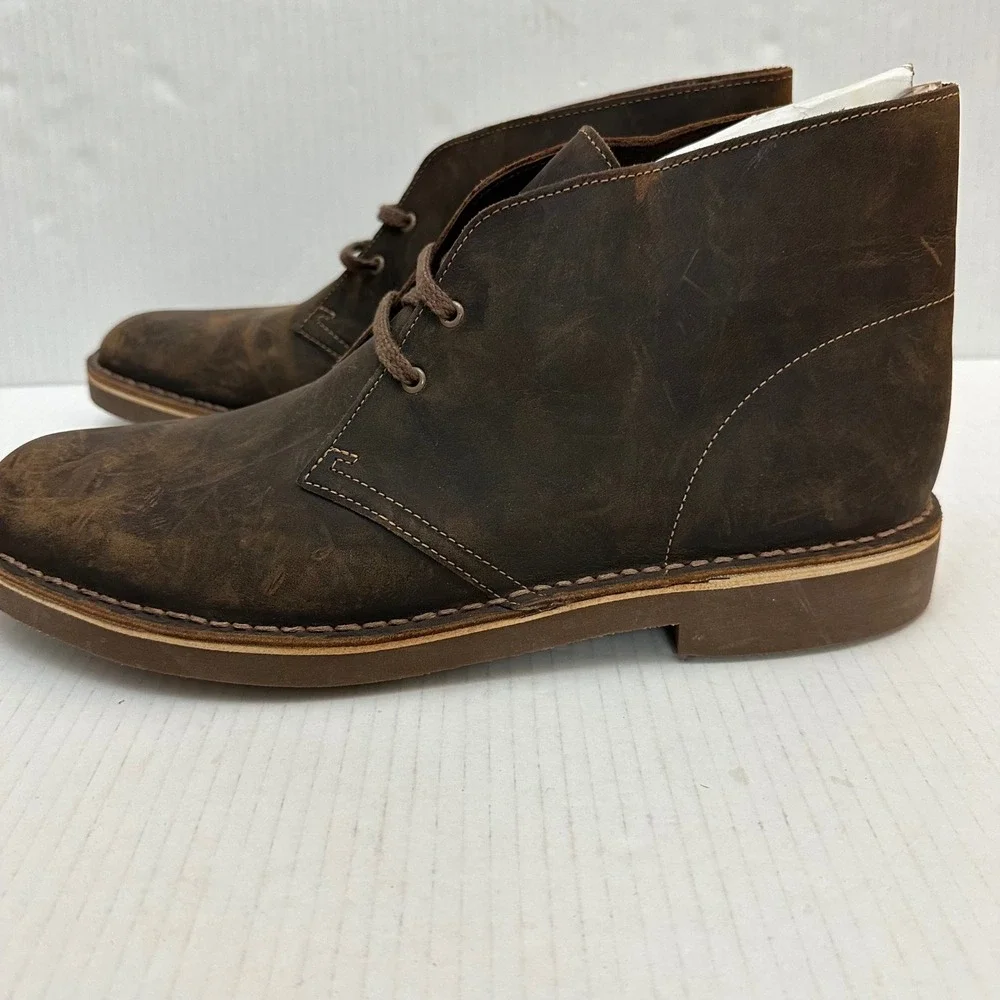 Clarks Desert Boots Mens 13 Bushacre 2 Ankle Brown Leather Lace Up Chukka Shoes